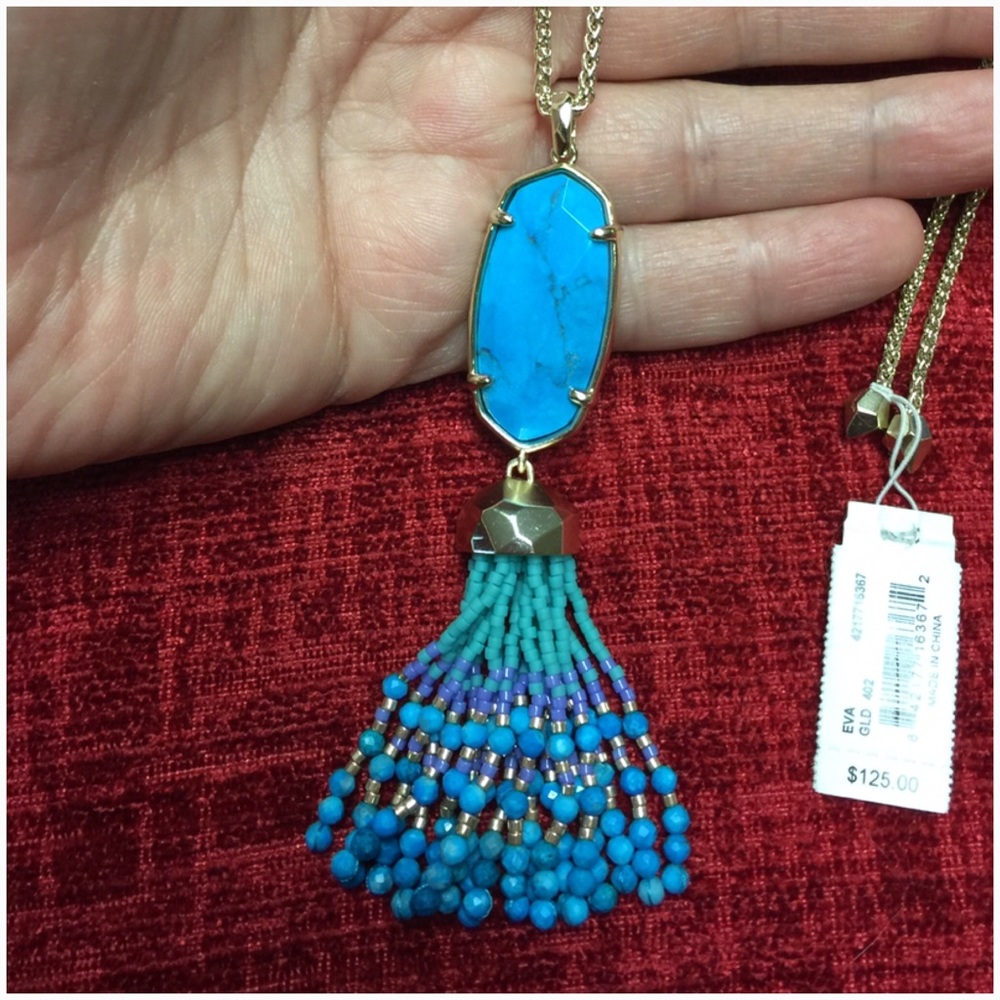 Eva Gold Long Pendant Necklace In Teal Agate
